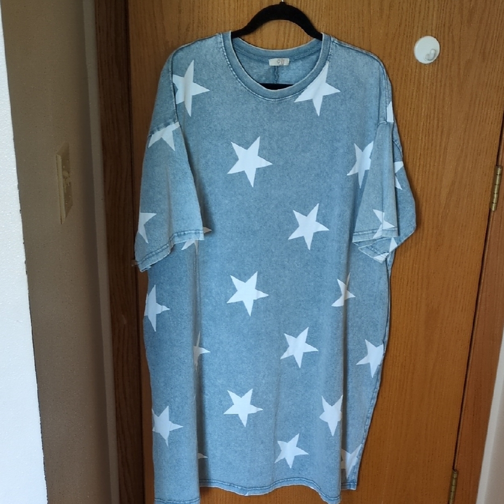 Easel Blue Star Midi Dress
